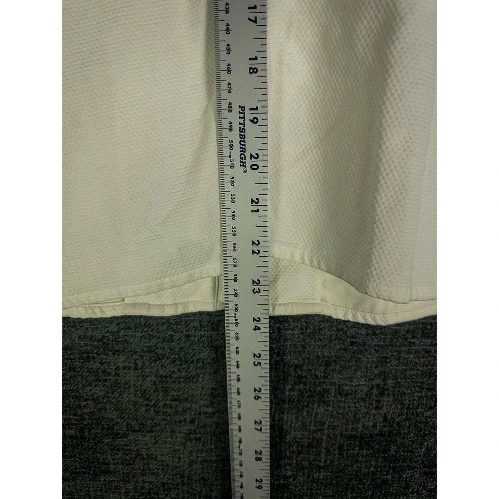 Eileen Fisher Zip-Up Mock Neck Jacket Womens M‎ Cream Cotton Textured Stretch